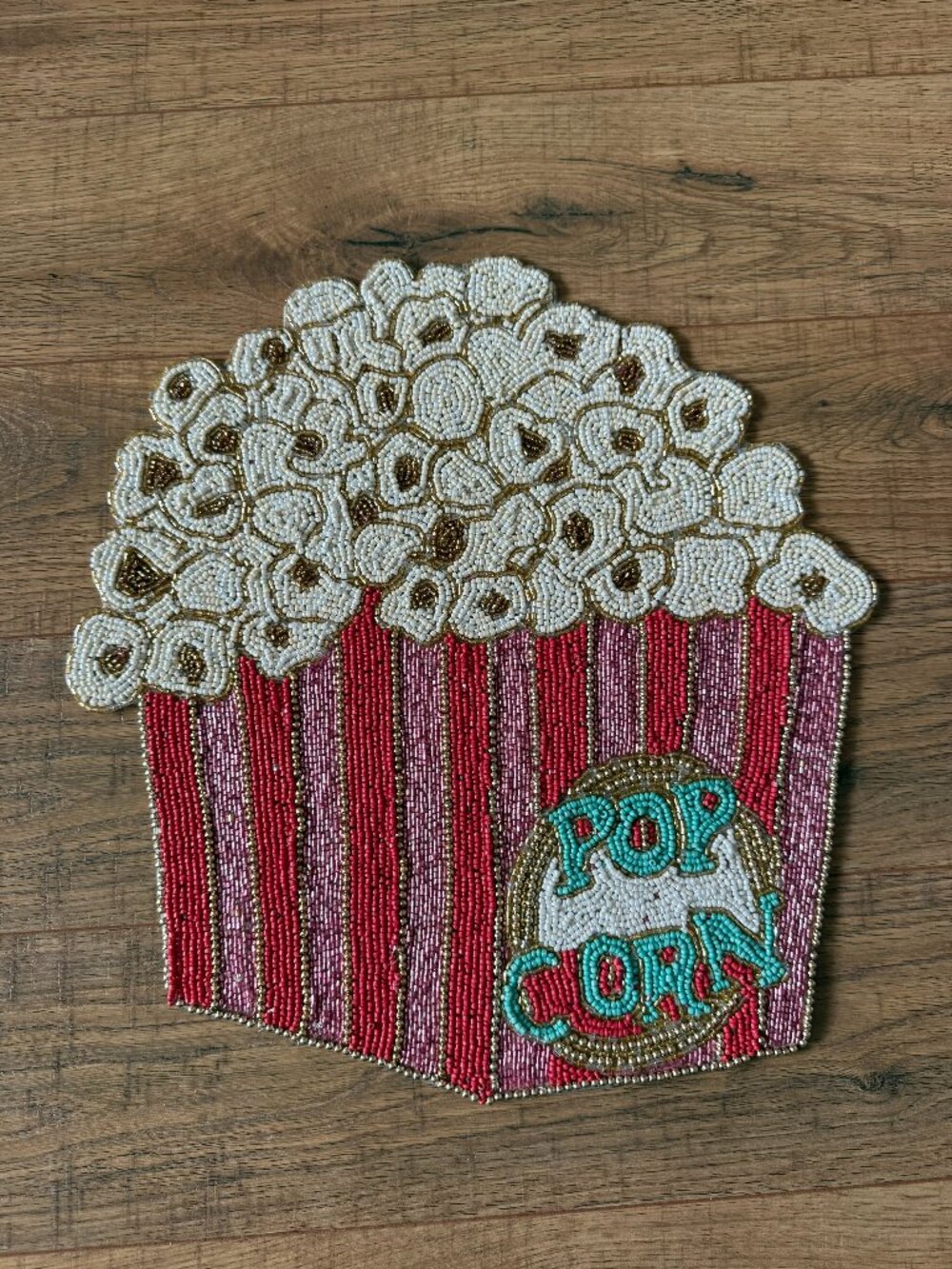 NWT beaded POPCORN BUCKET World Market placemat NEW home kitchen decor table